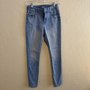 Womens Old Navy Jeans Rockstar Super Skinny High Rise Wash Light Ripped Size 2